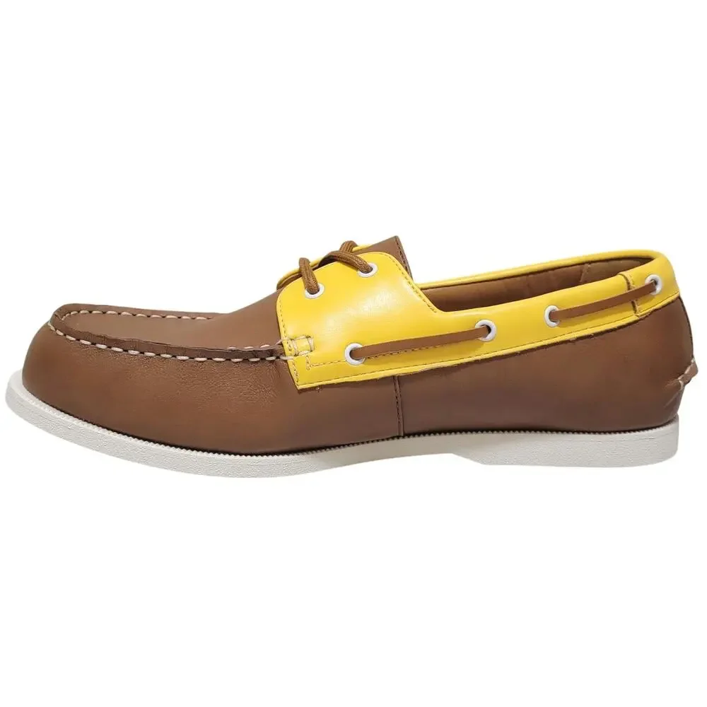 Club Room Men Elliot 2 Eye Boat Shoes Size US 11.5M Tan Yellow Faux Leather